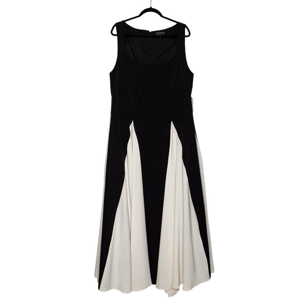 NWT ELOQUII Godet Gown Size 18 Black Creamy White Classic Formal Maxi Dress - Picture 5 of 14